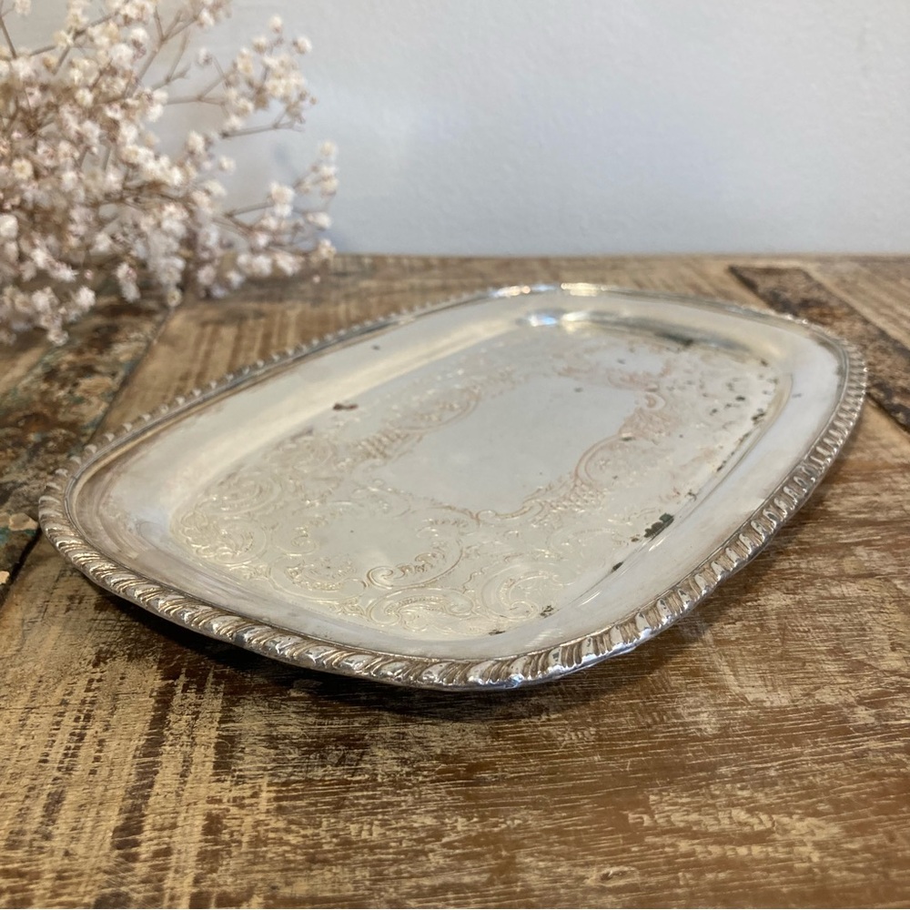 Vintage Silverplate on Copper Small Tray Coronet England E.P. Cottagecore Decor - Picture 2 of 11